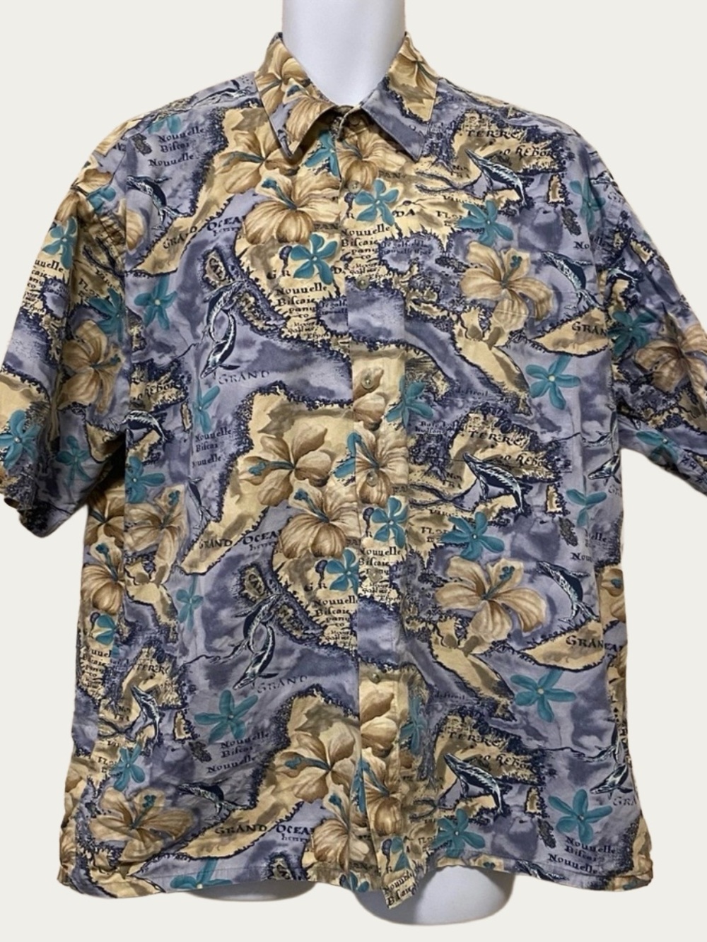 Pierre Cardin Vintage Hawaiian Island Cruise Button Down Shirt XL Unisex
